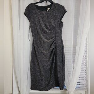Julian Taylor Sparkle Black Dress With Cap Sleeve Size 10